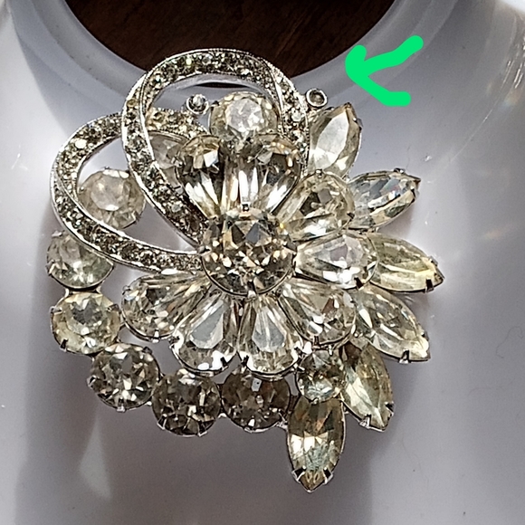 Eisenberg Mid-Century VTG Austrian Crystal Rhinestones Brooch + Earrings Set - Picture 16 of 16